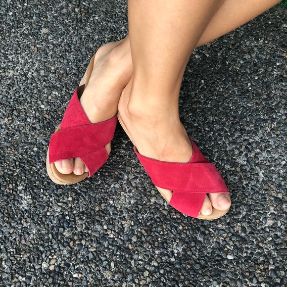 Garnet Hill Shoes - Garnett Hill suede strappy cork platform sandals